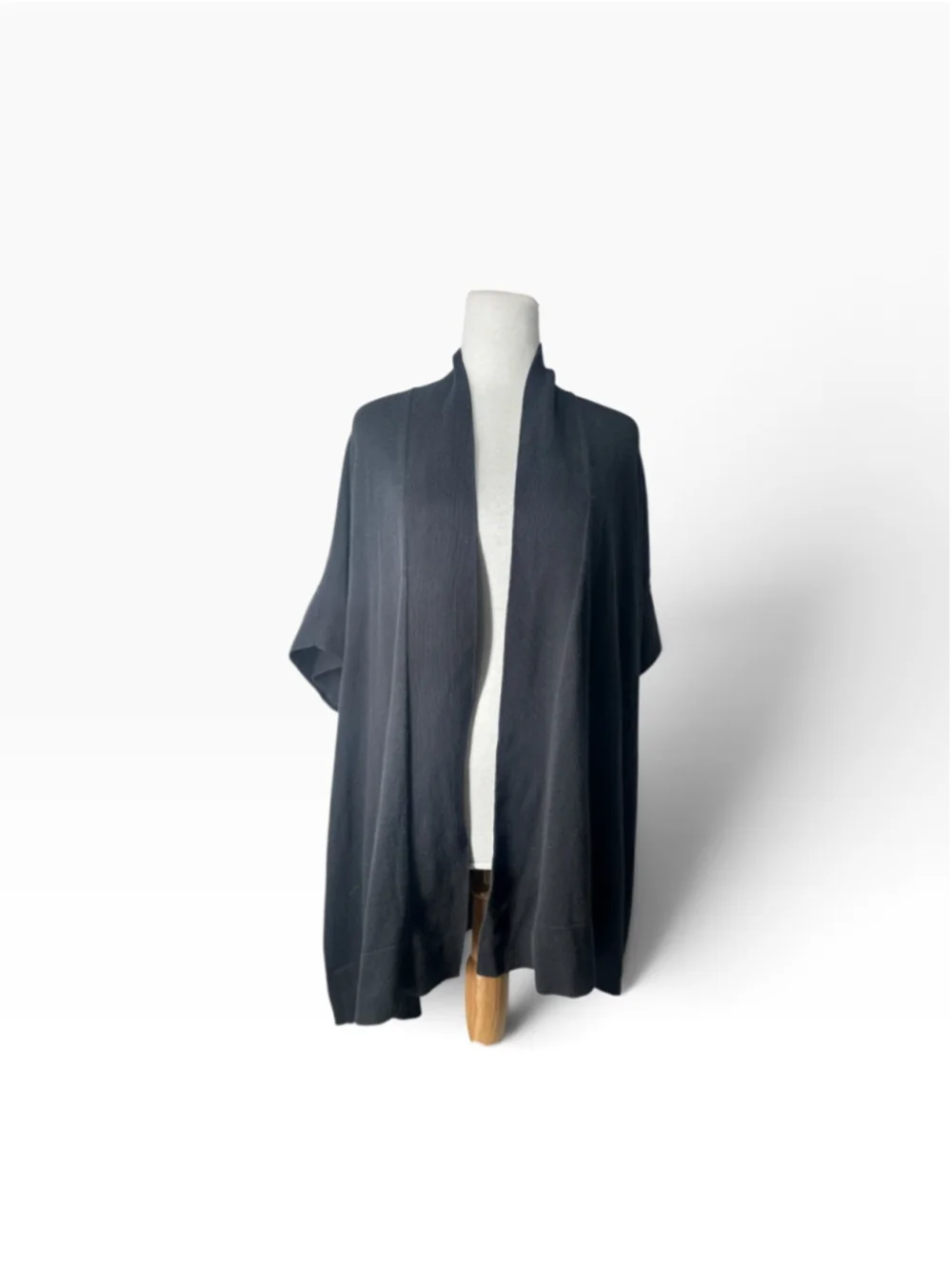Eileen Fisher knit cardigan open front sweater light weight black oversized sz M